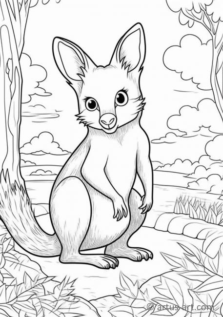 Pagina da colorare di Wallaby per bambini